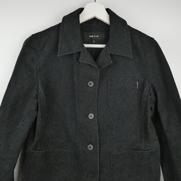 Comme Ca Ism Jacket Black Chore Canvas Womens Large Cotton Pockets Japanese - Picture 2 of 13